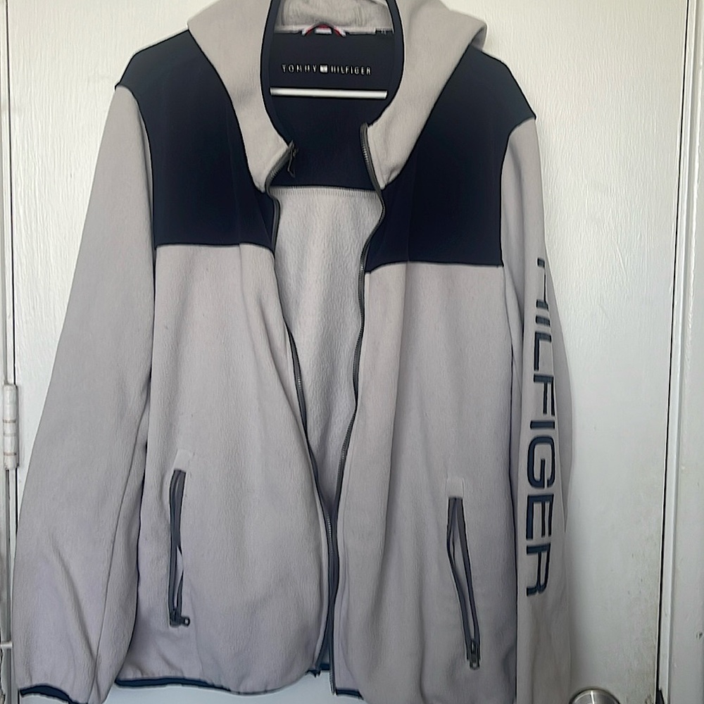 TOMMY HILFIGER | GRAY NAVY BLUE JACKET | XL | VINTAGE